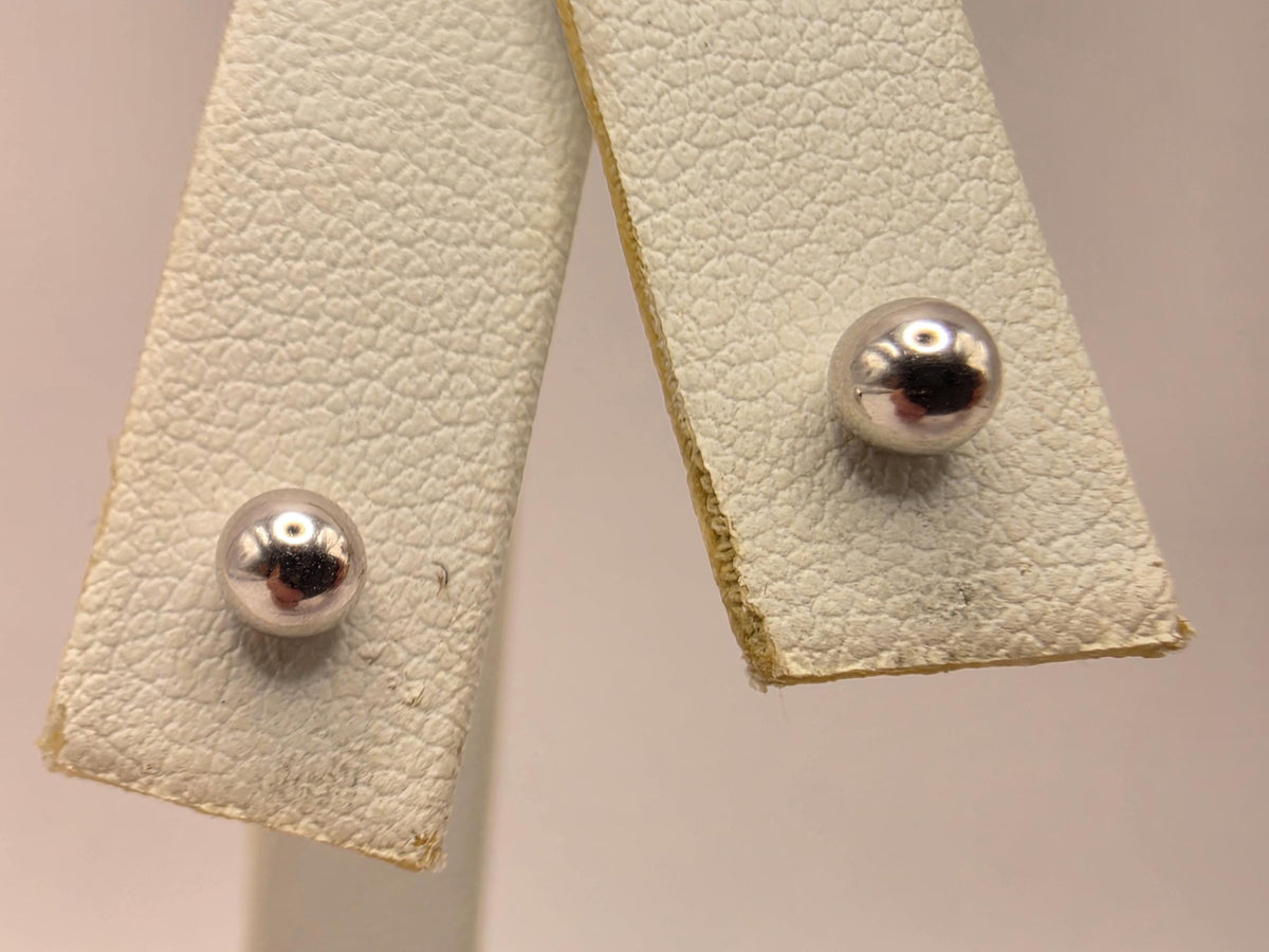 14K White Gold Petite Ball Stud Earrings, 0.125 Inch, 0.6g Minimalist Fine Jewelry