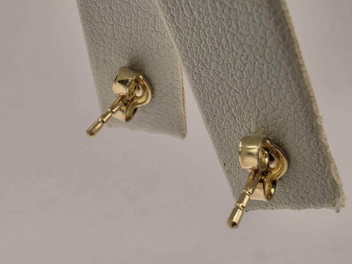 14K Yellow Gold Diamond-Cut Ball Stud Earrings, 0.25 Inch, 1.1g Textured Fine Jewelry