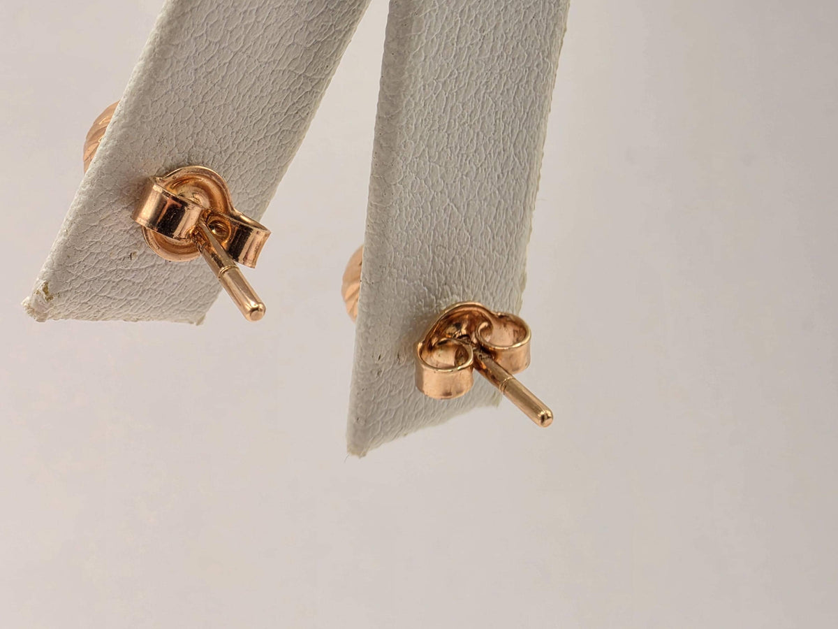 14K Rose Gold Diamond-Cut Ball Stud Earrings, 0.25 Inch, 1.0g Textured Fine Jewelry