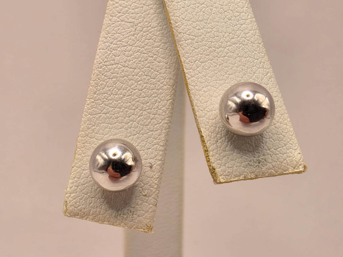 14K White Gold Polished Ball Stud Earrings, 0.25 Inch, 1.2g Classic Fine Jewelry