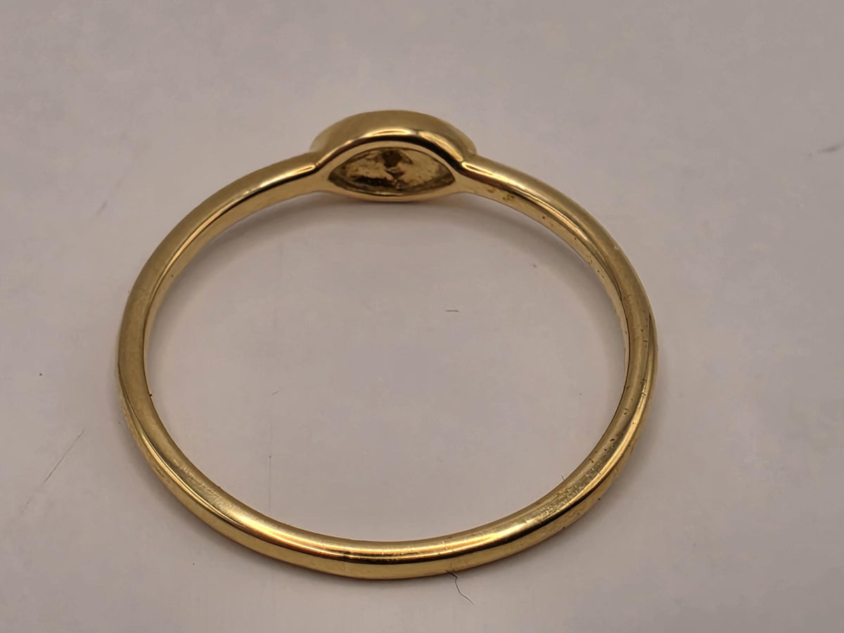 18K Yellow Gold Blue Enamel Evil Eye Ring, Lab-Grown Diamond Accents, Size 7, 1.5g Fine Jewelry