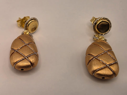 14K Yellow Gold Textured Oval Drop Earrings 1 x 0.375 Inch 3.6g Solid Gold Fine Jewelry Gift for Her