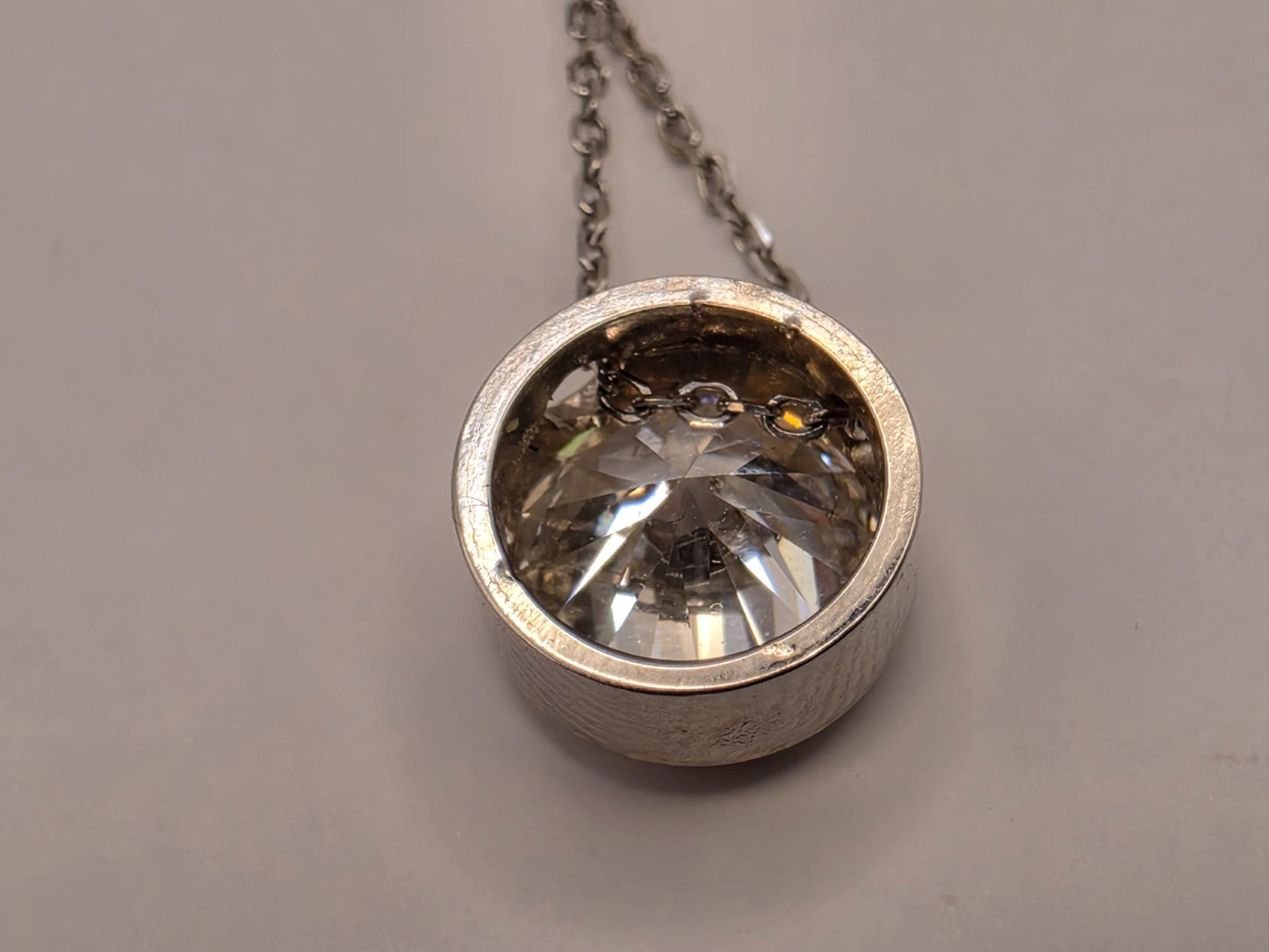 14K White Gold Lab Diamond Bezel Solitaire Necklace 18 Inch 2.1g Solid Gold Fine Jewelry Gift for Her