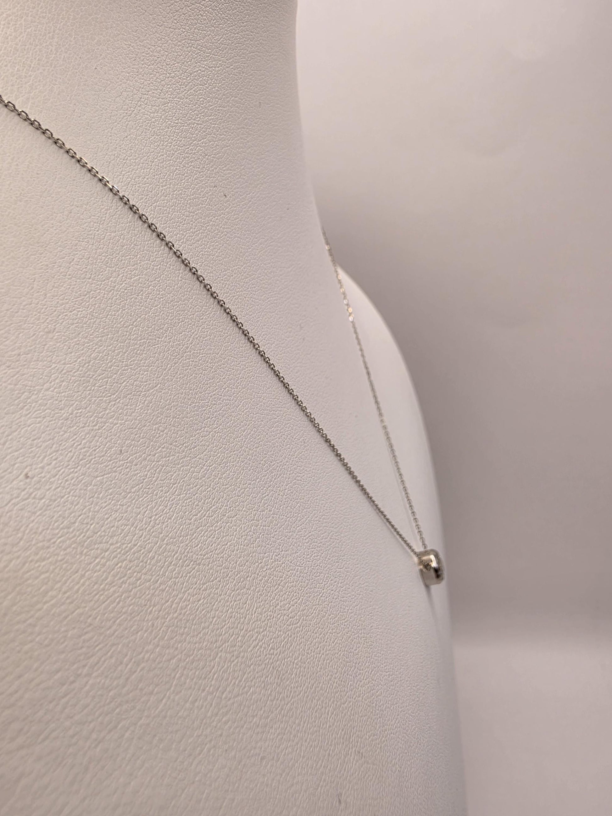 14K White Gold Lab Diamond Bezel Solitaire Necklace 18 Inch 2.1g Solid Gold Fine Jewelry Gift for Her