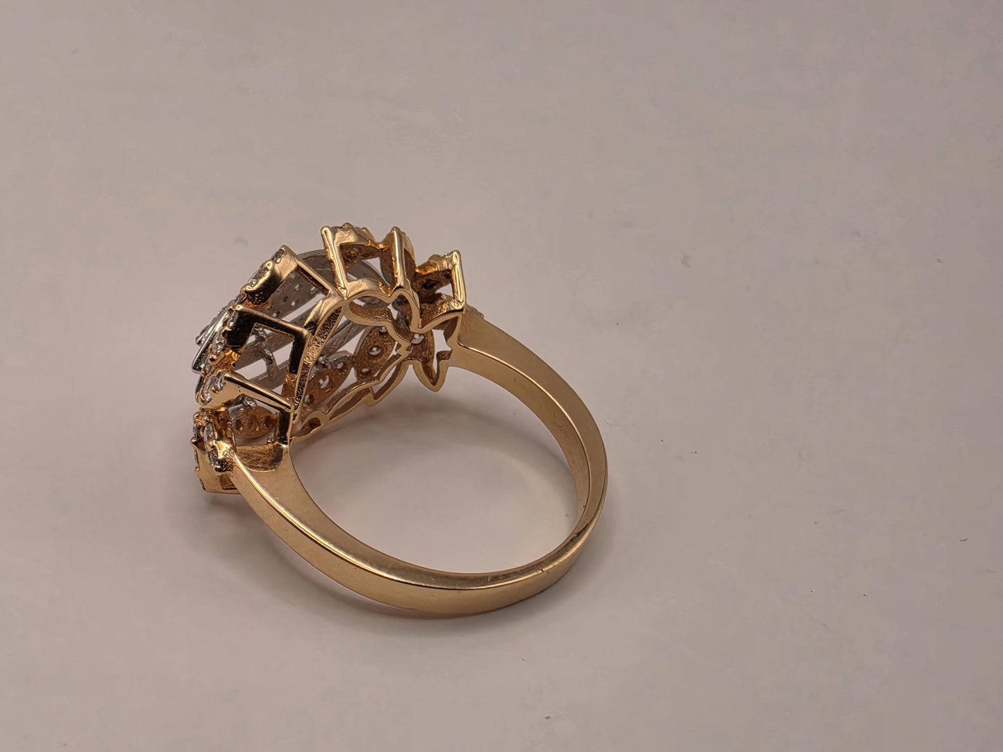 18K Yellow Gold Natural Diamond Evil Eye Statement Ring Size 7 5.79g Solid Gold Protection Amulet Fine Jewelry