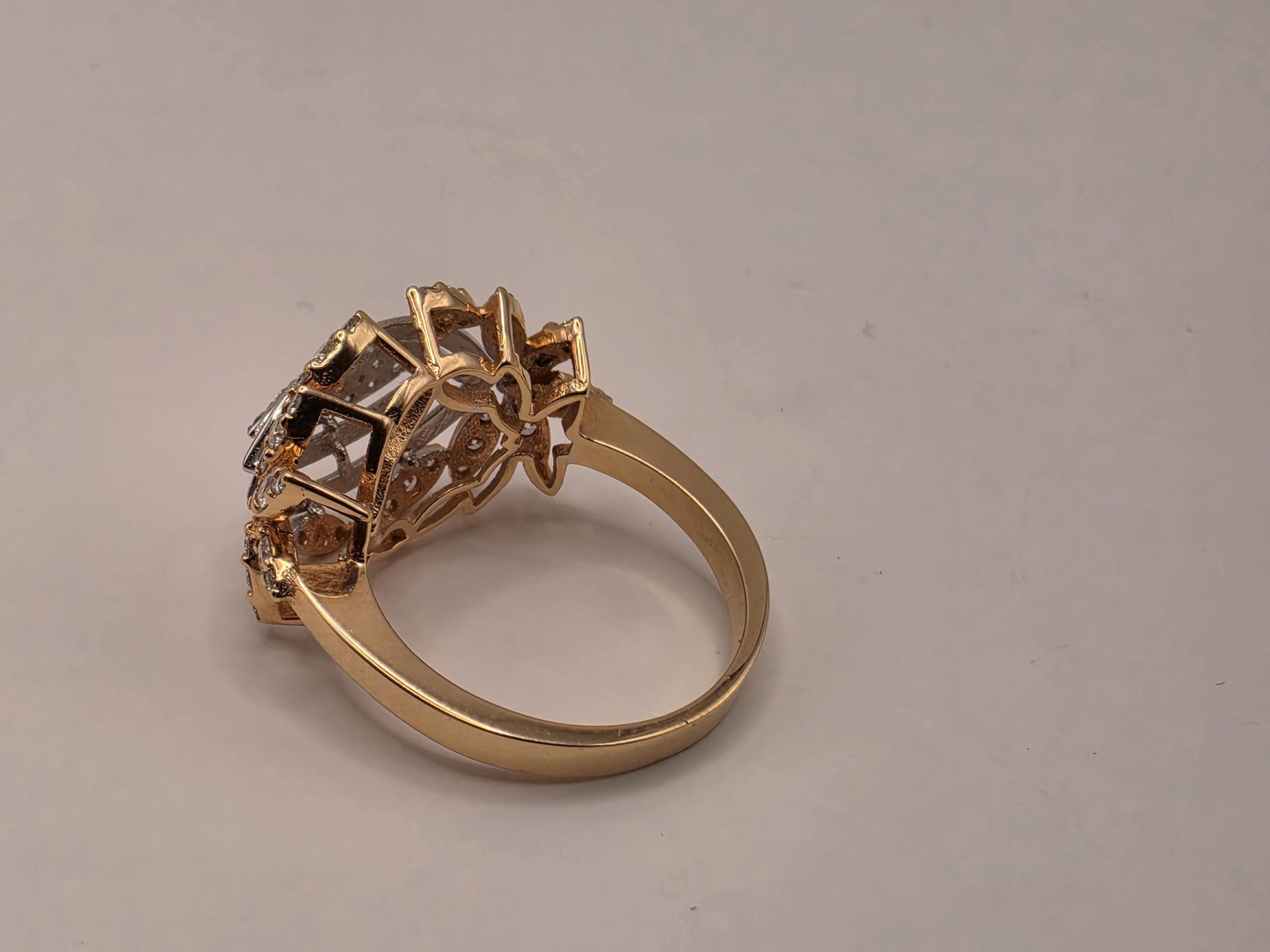 18K Yellow Gold Natural Diamond Evil Eye Statement Ring Size 7 5.79g Solid Gold Protection Amulet Fine Jewelry