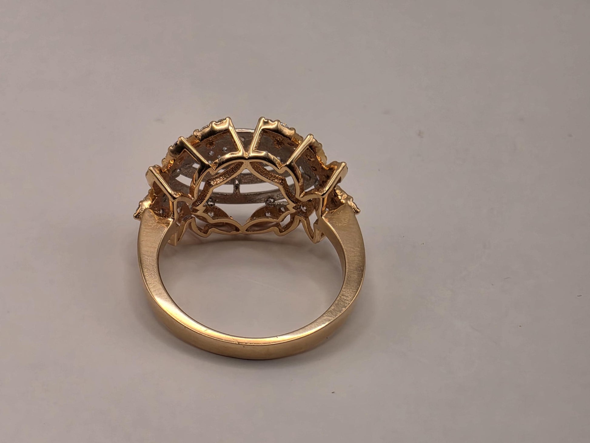 18K Yellow Gold Natural Diamond Evil Eye Statement Ring Size 7 5.79g Solid Gold Protection Amulet Fine Jewelry