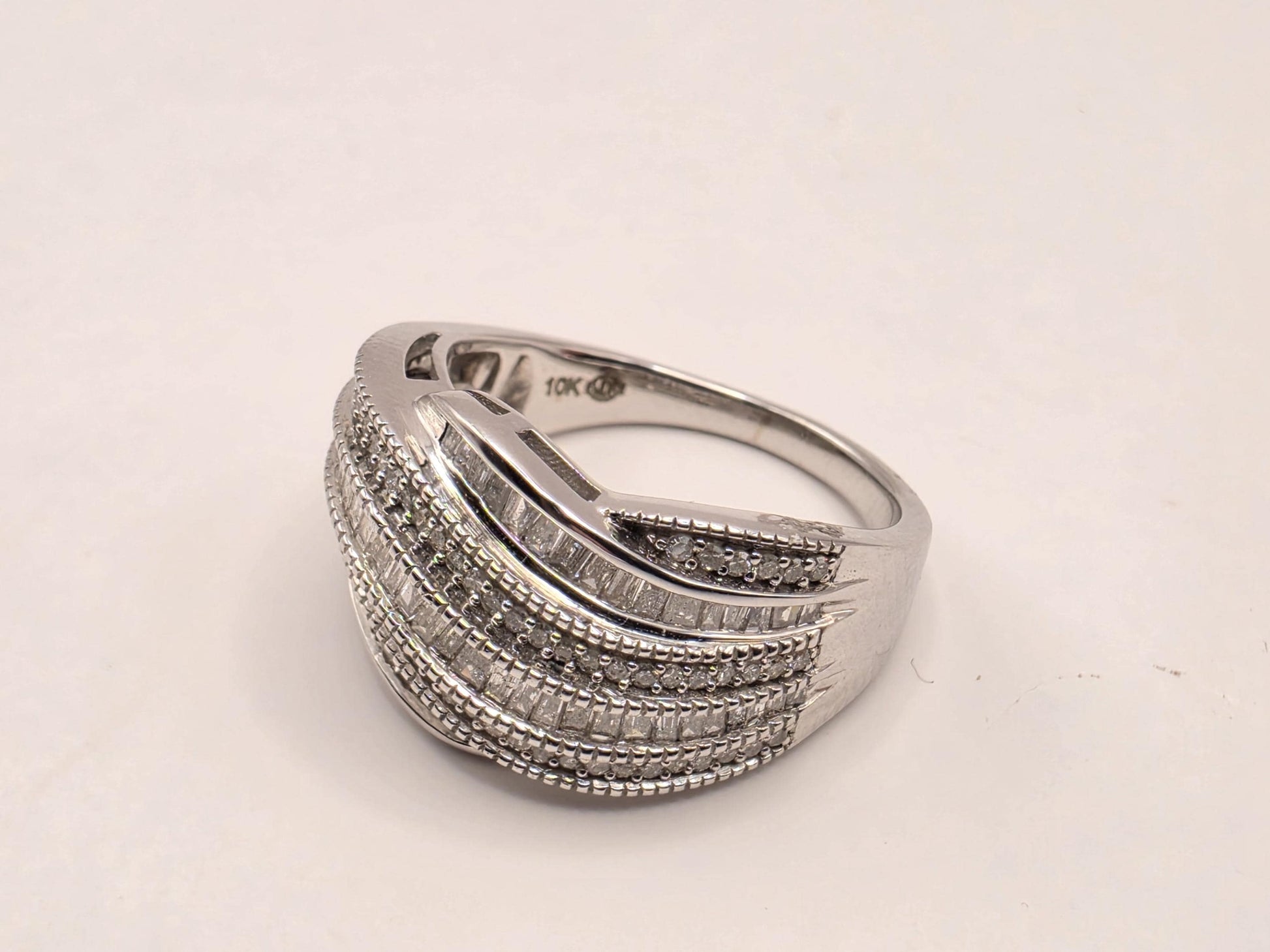 10K White Gold Natural Diamond Wide Pave Ring Size 8 6.1g Solid Gold Statement Fine Jewelry Gift