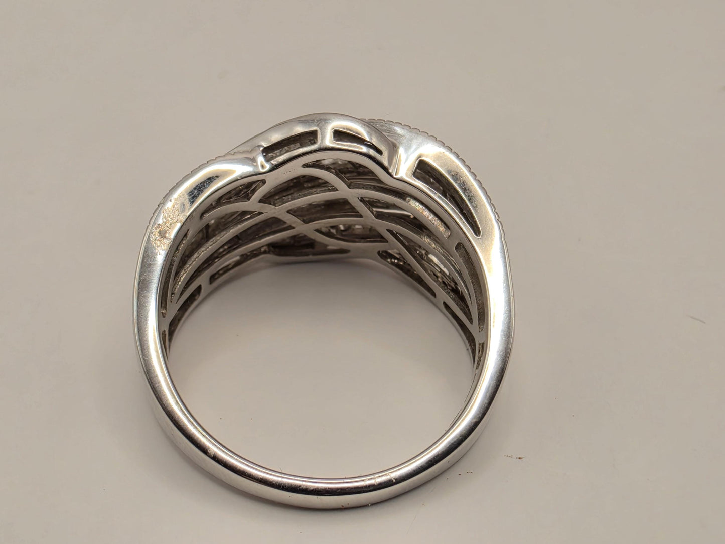 10K White Gold Natural Diamond Wide Pave Ring Size 8 6.1g Solid Gold Statement Fine Jewelry Gift