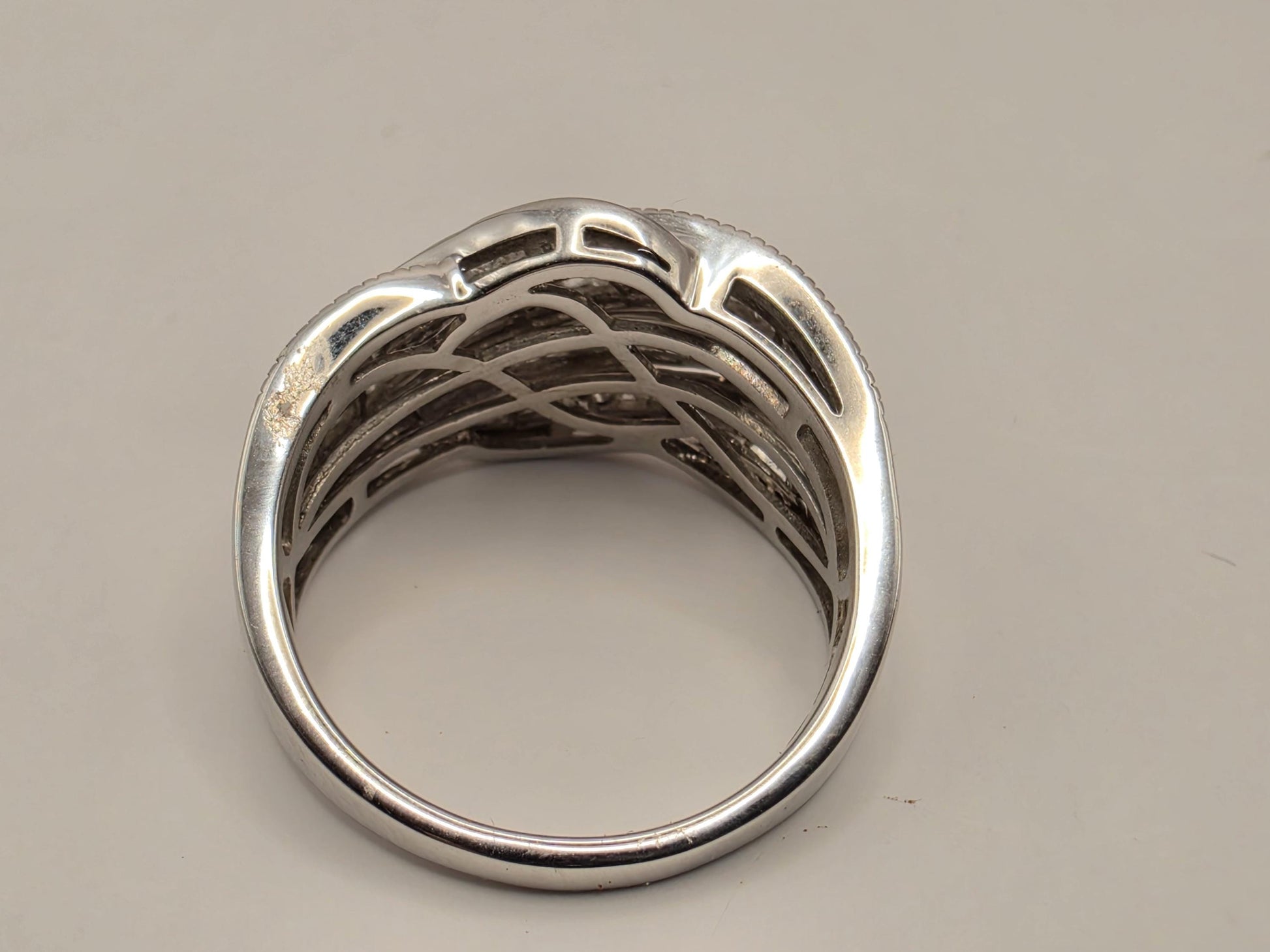 10K White Gold Natural Diamond Wide Pave Ring Size 8 6.1g Solid Gold Statement Fine Jewelry Gift