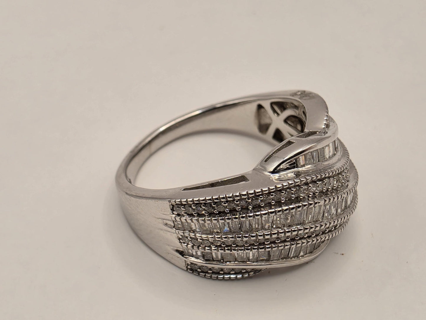 10K White Gold Natural Diamond Wide Pave Ring Size 8 6.1g Solid Gold Statement Fine Jewelry Gift