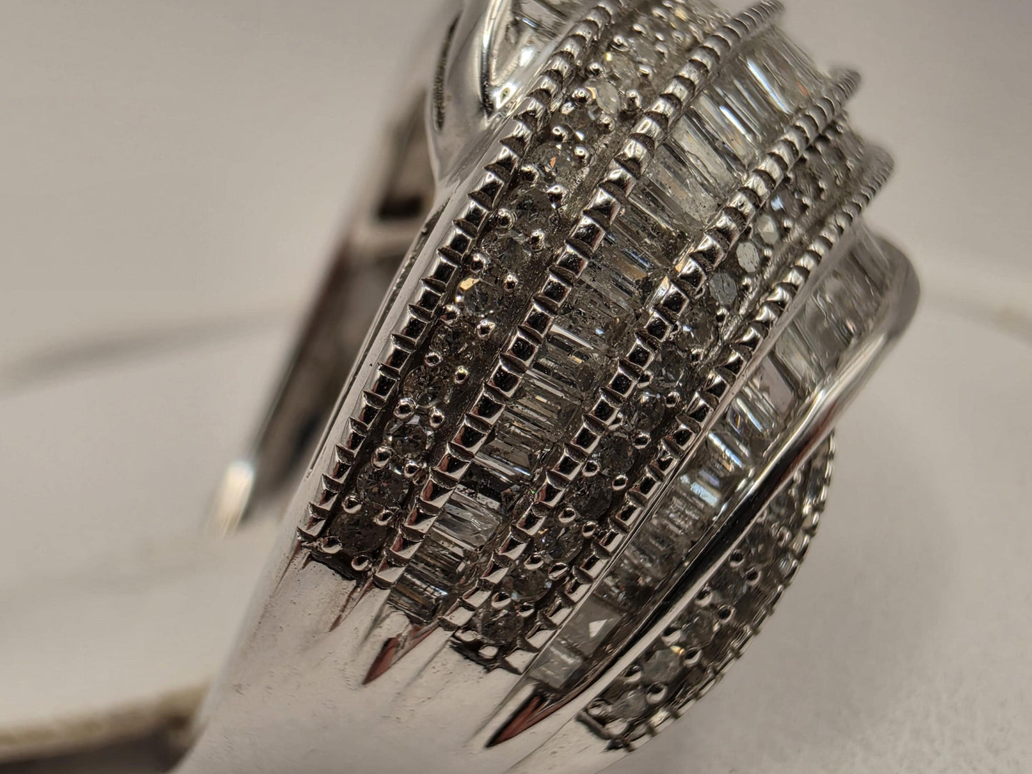 10K White Gold Natural Diamond Wide Pave Ring Size 8 6.1g Solid Gold Statement Fine Jewelry Gift