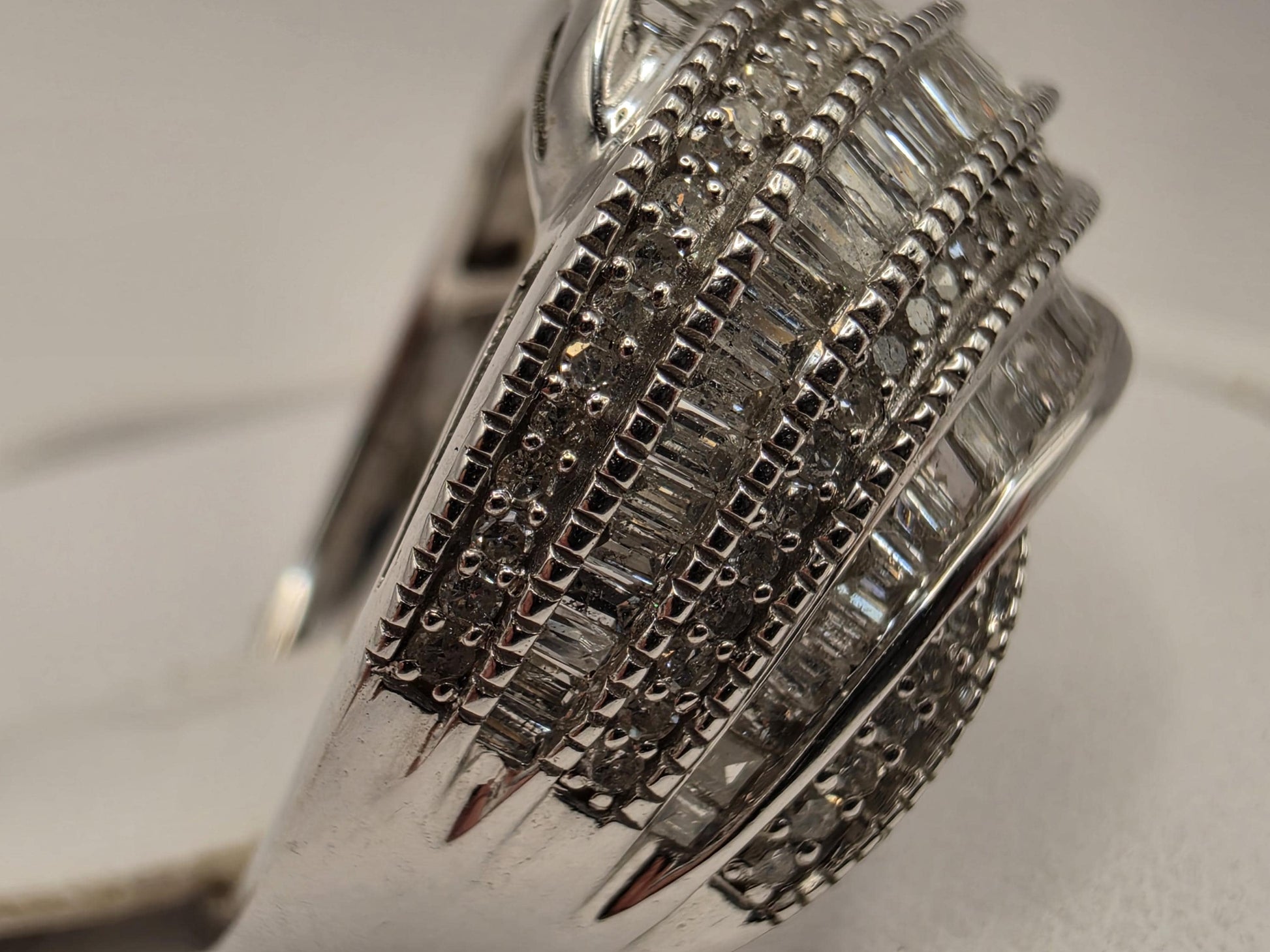10K White Gold Natural Diamond Wide Pave Ring Size 8 6.1g Solid Gold Statement Fine Jewelry Gift