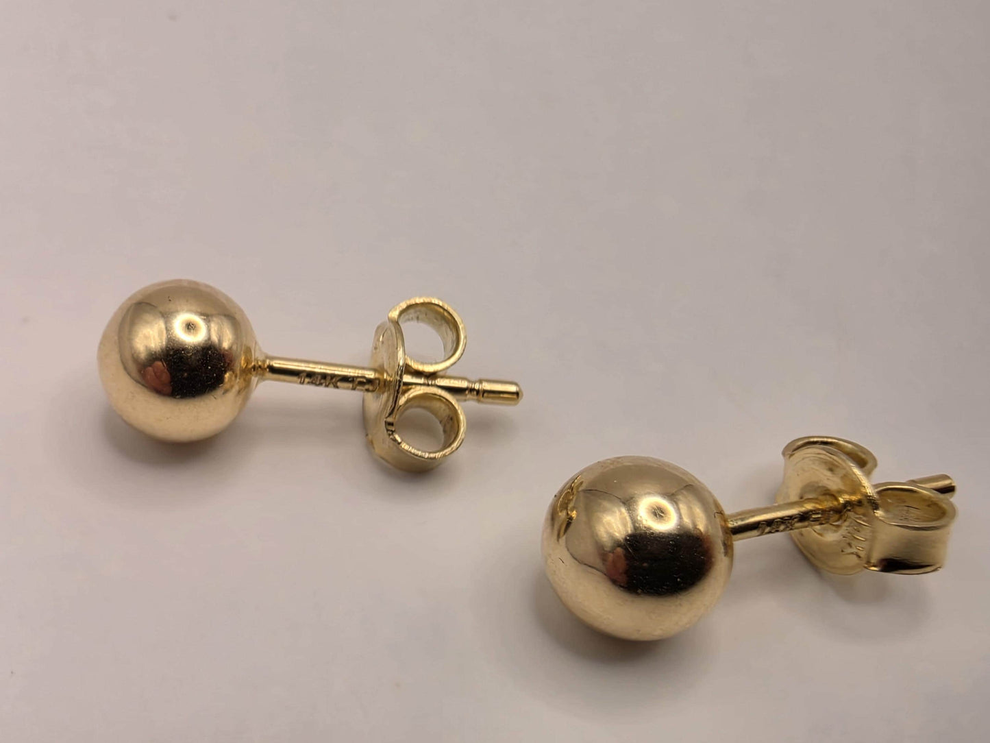 14K Yellow Gold Polished Ball Stud Earrings 0.25 Inch 1.3g Solid Gold Fine Jewelry Gift for Her