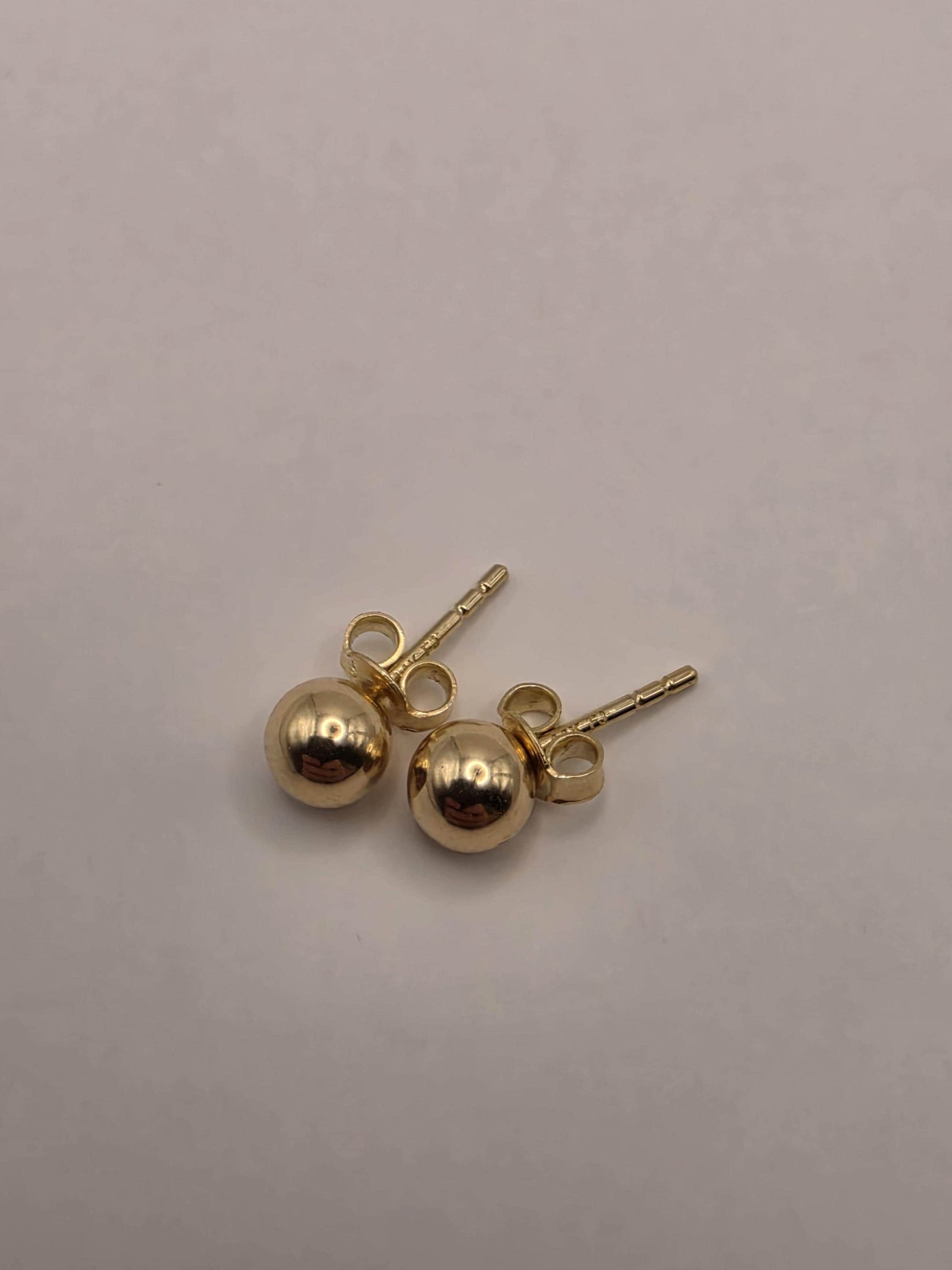 14K Yellow Gold Polished Ball Stud Earrings 0.25 Inch 1.3g Solid Gold Fine Jewelry Gift for Her