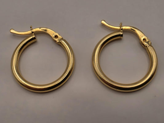 18K Yellow Gold Classic Hoop Earrings 0.625 Inch 1.5g Solid Gold Fine Jewelry Gift for Her