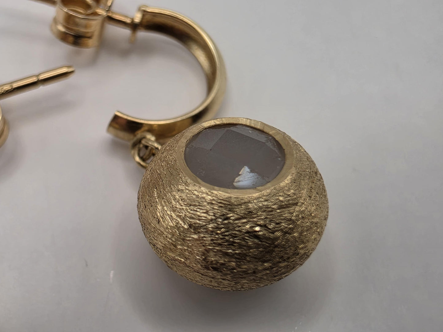 14K Yellow Gold Smoky Quartz Drop Earrings 0.375 Inch 3.2g Solid Gold Fine Jewelry Gift for Her