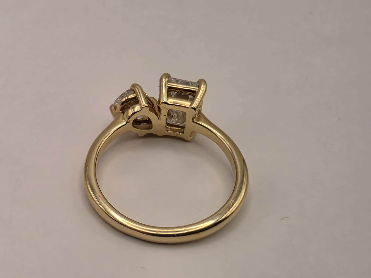 14K Yellow Gold Two-Stone Bypass Ring Size 7 3.7g Solid Gold Statement Fine Jewelry Gift
