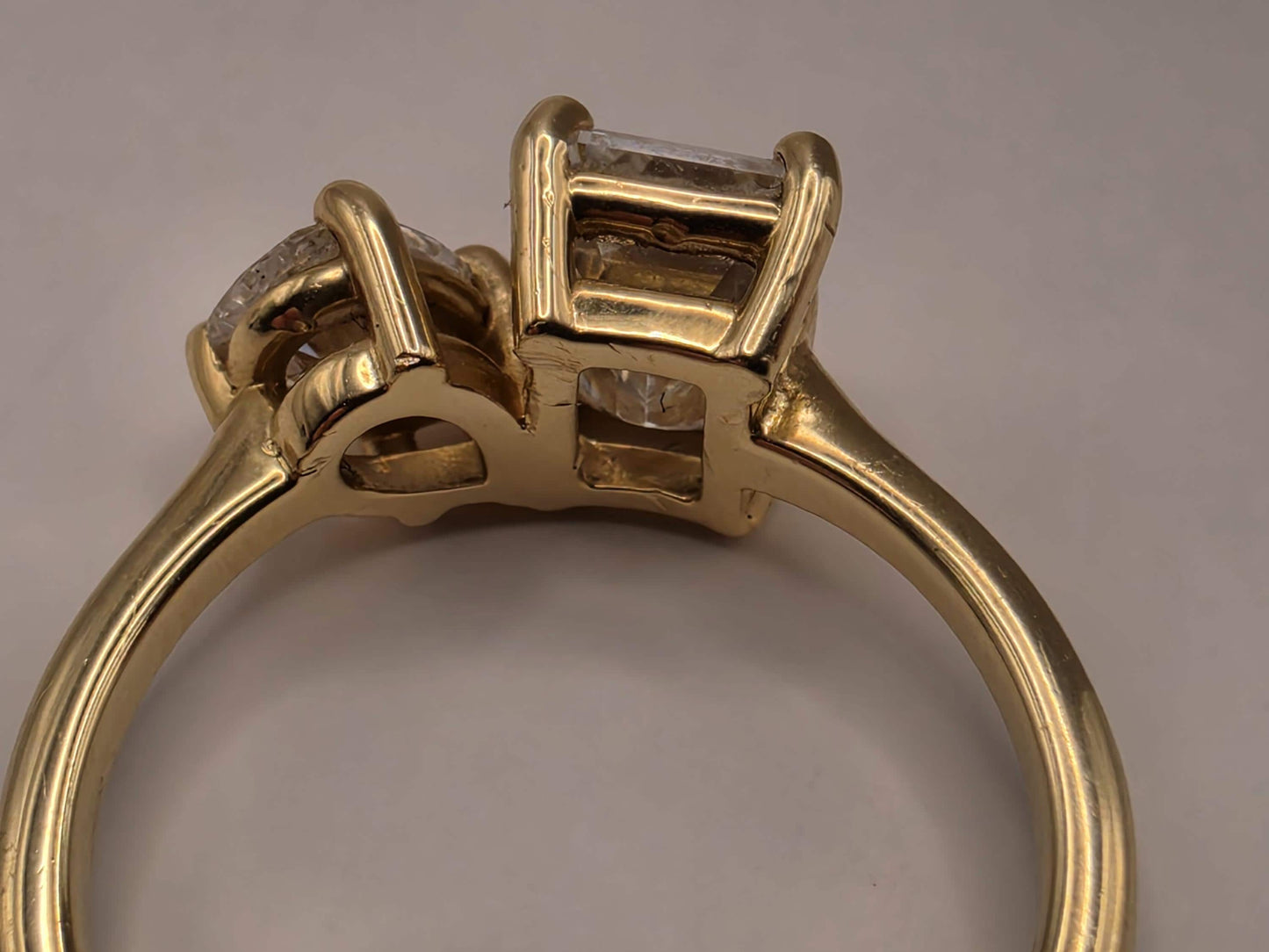 14K Yellow Gold Two-Stone Bypass Ring Size 7 3.7g Solid Gold Statement Fine Jewelry Gift
