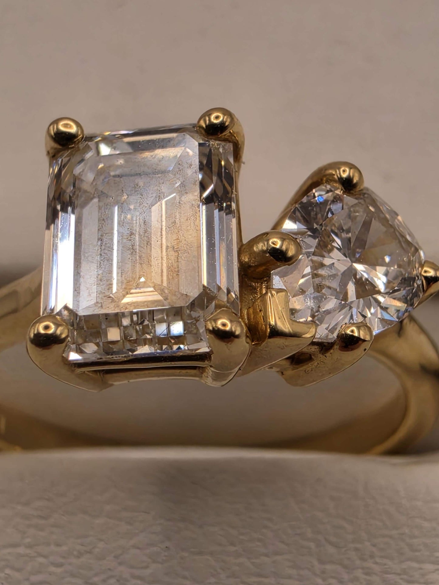 14K Yellow Gold Two-Stone Bypass Ring Size 7 3.7g Solid Gold Statement Fine Jewelry Gift