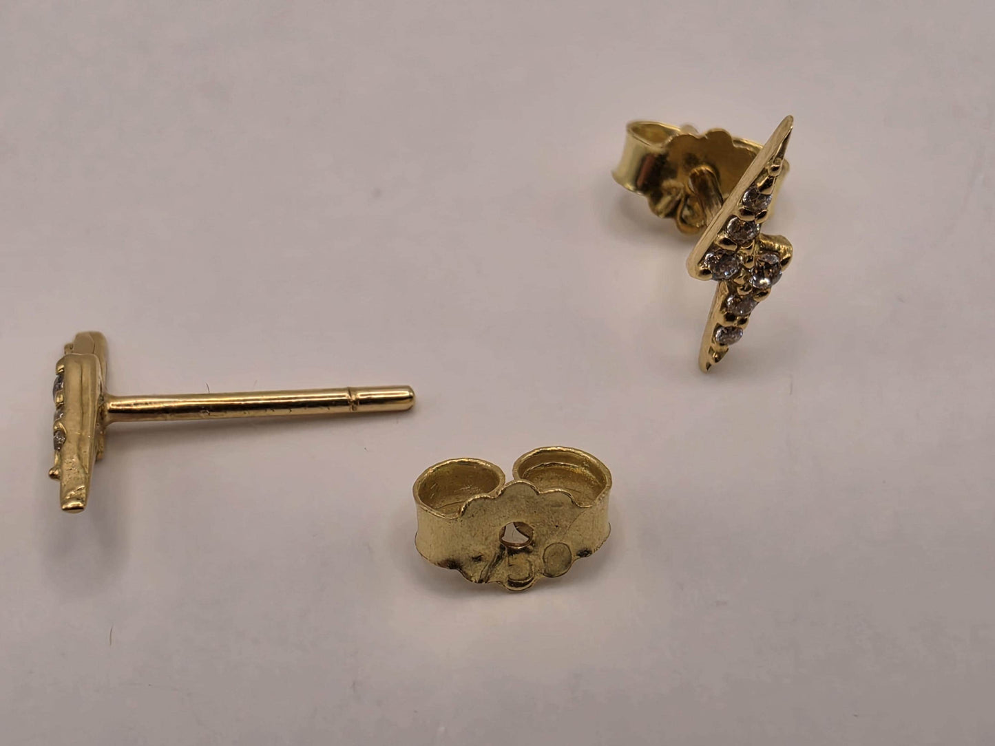 18K Yellow Gold Petite Celestial Stud Earrings 0.375 x 0.125 Inch 0.6g Solid Gold Fine Jewelry Gift for Her