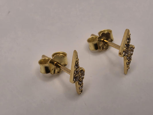 18K Yellow Gold Petite Celestial Stud Earrings 0.375 x 0.125 Inch 0.6g Solid Gold Fine Jewelry Gift for Her