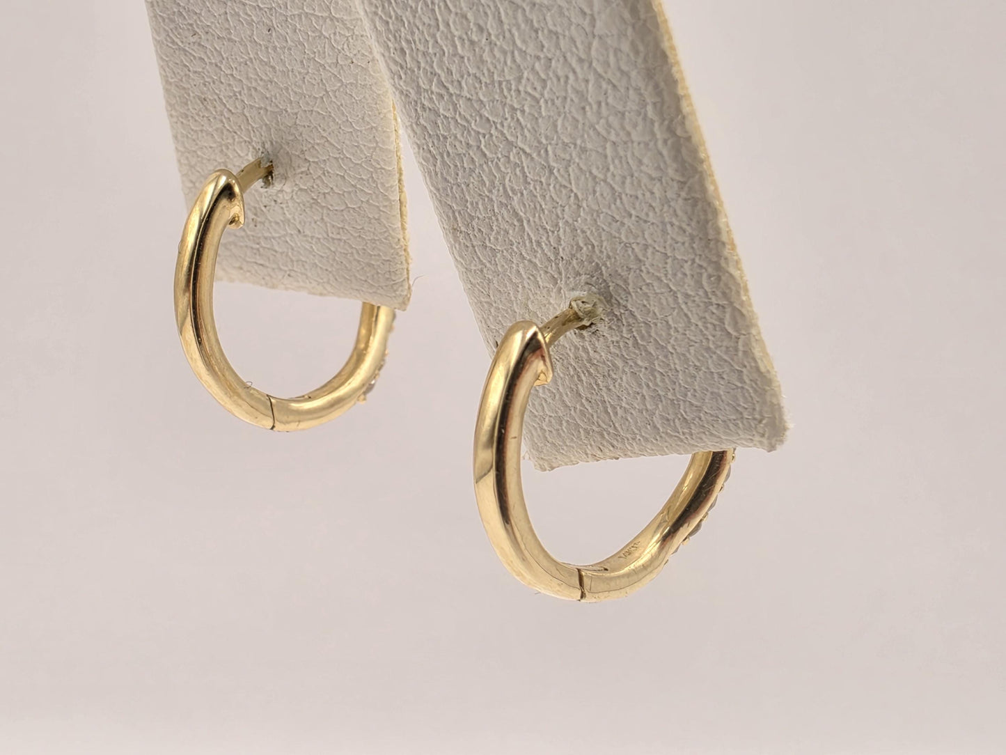 18K Yellow Gold CZ Huggie Hoop Earrings 0.5 Inch 1.3g Cubic Zirconia Solid Gold Fine Jewelry Gift for Her