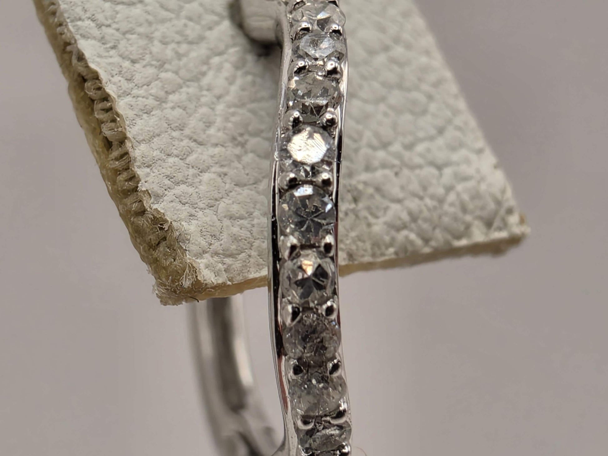 18K White Gold CZ Hoop Earrings 0.5 Inch 1.4g Cubic Zirconia Solid Gold Fine Jewelry Gift for Her