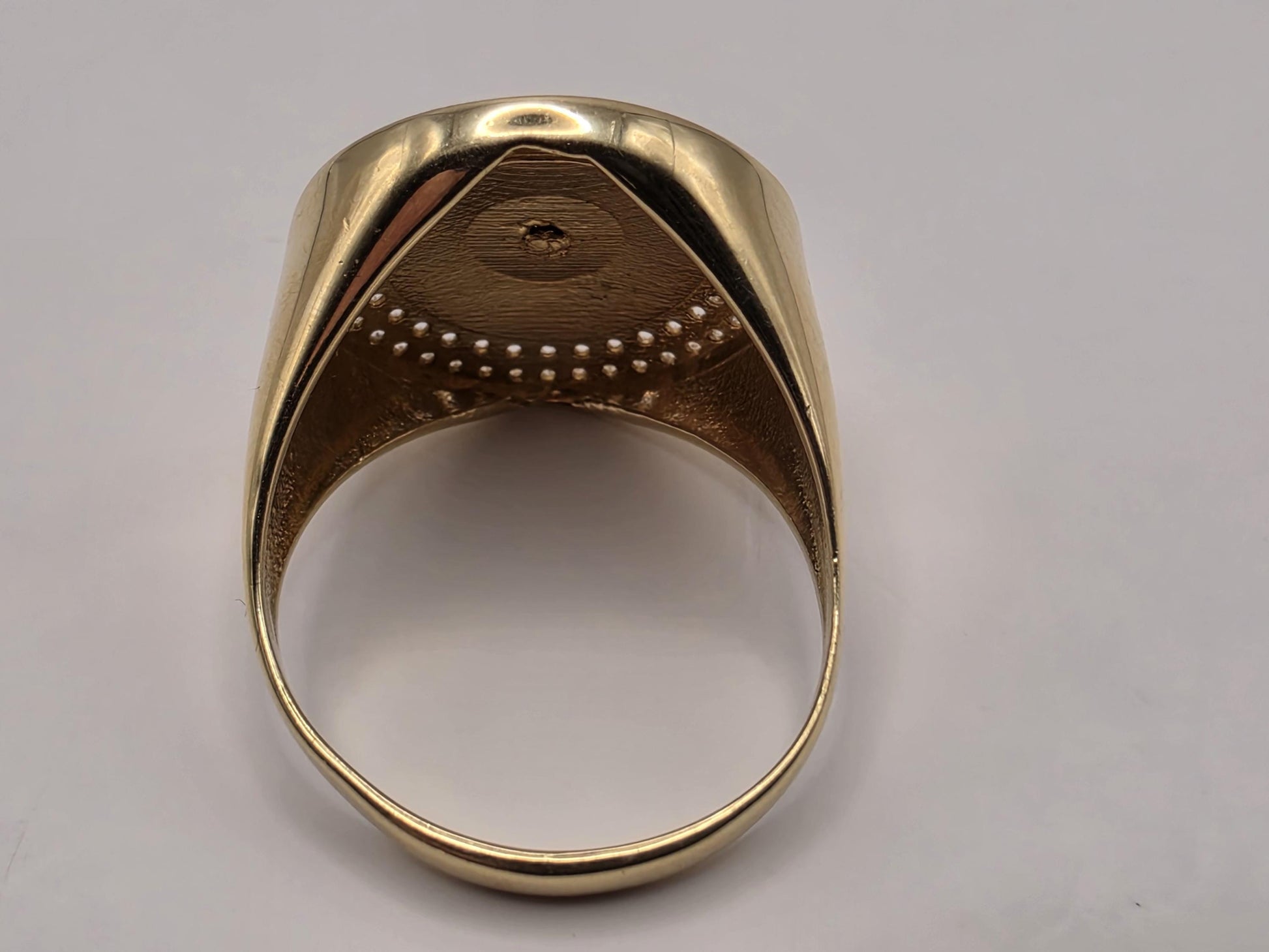 14K Yellow Gold CZ Medusa Greek Key Statement Ring Size 7 5.4g Cubic Zirconia Solid Gold Greek Key Statement Fine Jewelry