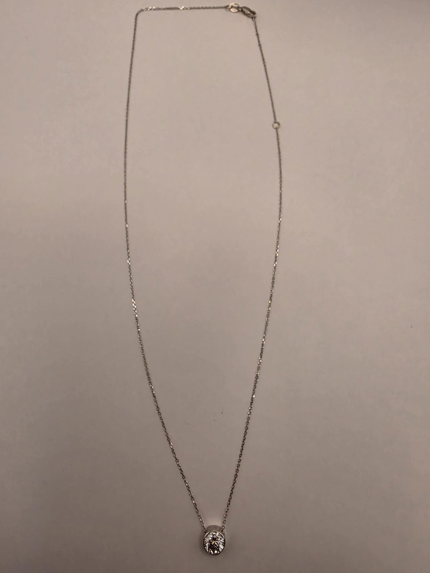 14K White Gold 1.1 CT Lab Diamond Solitaire Necklace 18 Inch 1.8g Solid Gold Fine Jewelry Gift for Her
