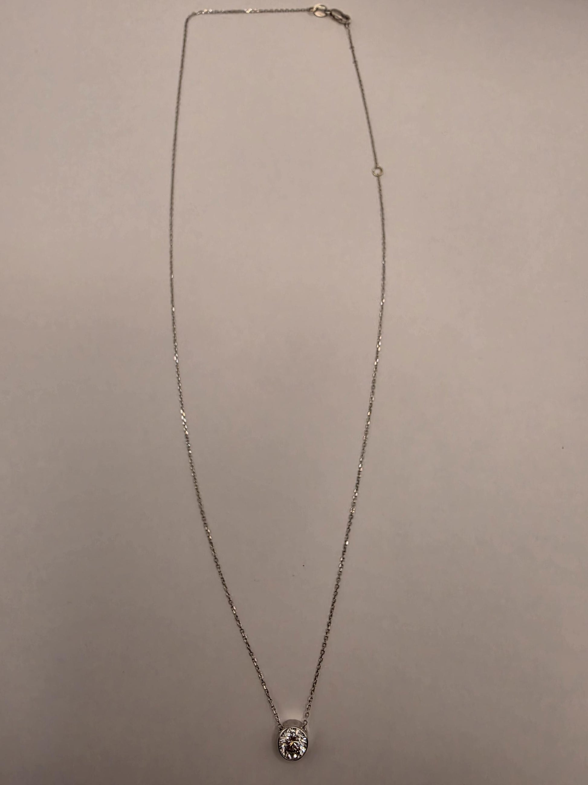 14K White Gold 1.1 CT Lab Diamond Solitaire Necklace 18 Inch 1.8g Solid Gold Fine Jewelry Gift for Her