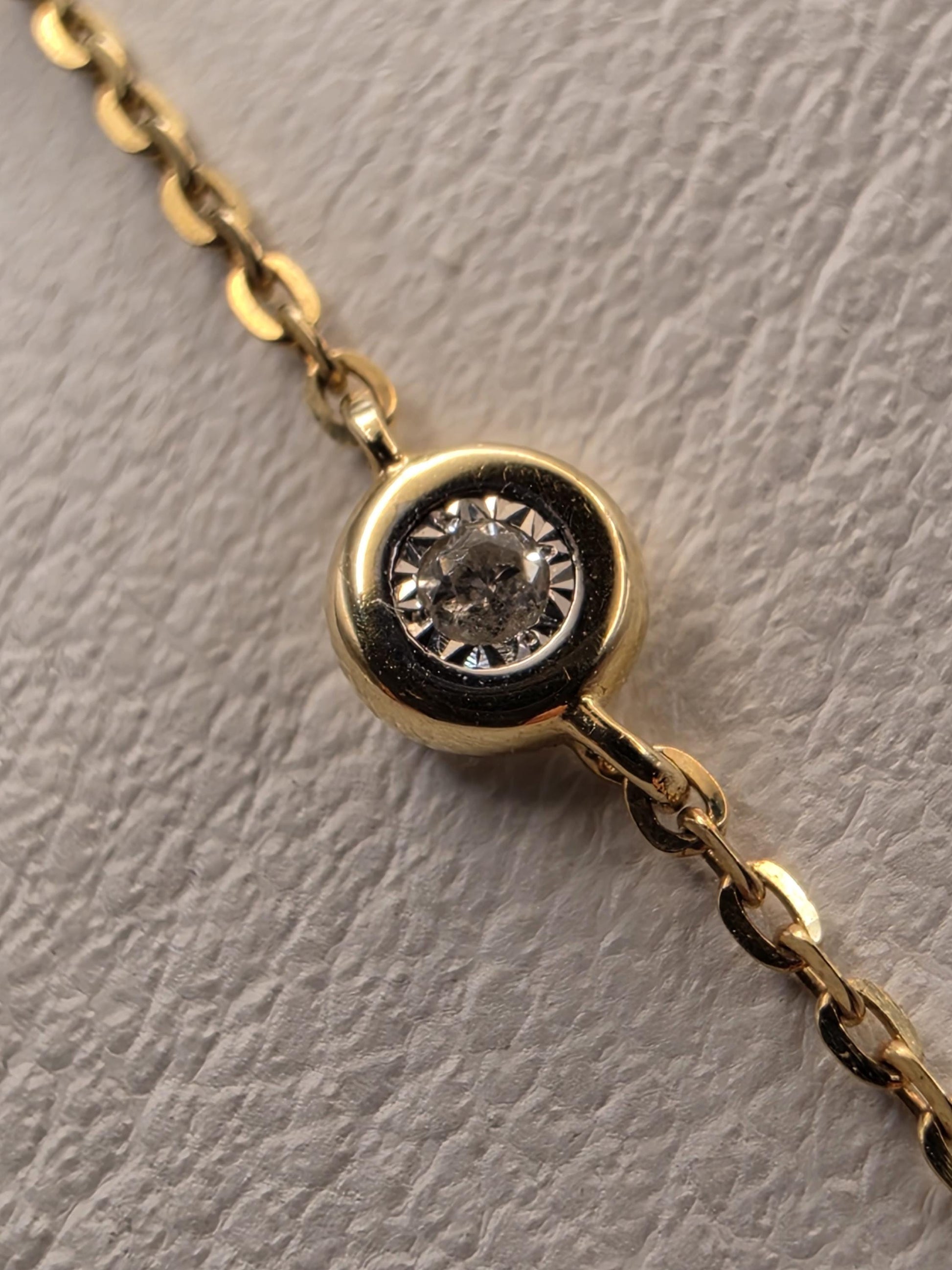 14K Yellow Gold Natural Diamond Station Necklace 18 Inch 2.4g Solid Gold Fine Jewelry Gift for Her