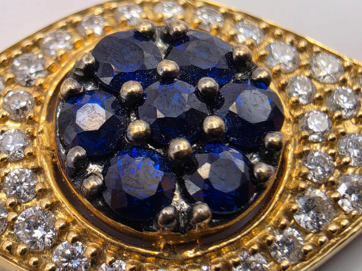14K Yellow Gold Evil Eye Bracelet, 0.54 CT Blue Sapphire & 0.38 CT Natural Diamond, 7 Inch Fine Jewelry