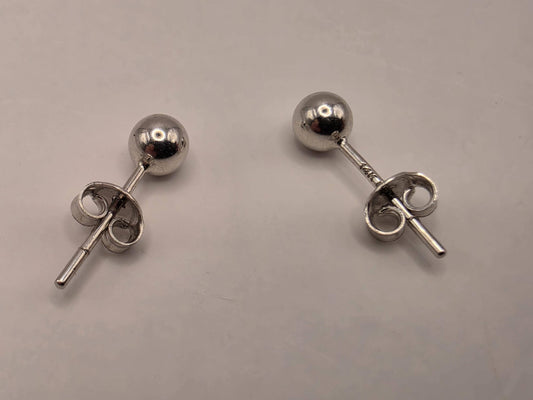 14K White Gold Petite Ball Stud Earrings, 0.125 Inch, 0.6g Minimalist Fine Jewelry