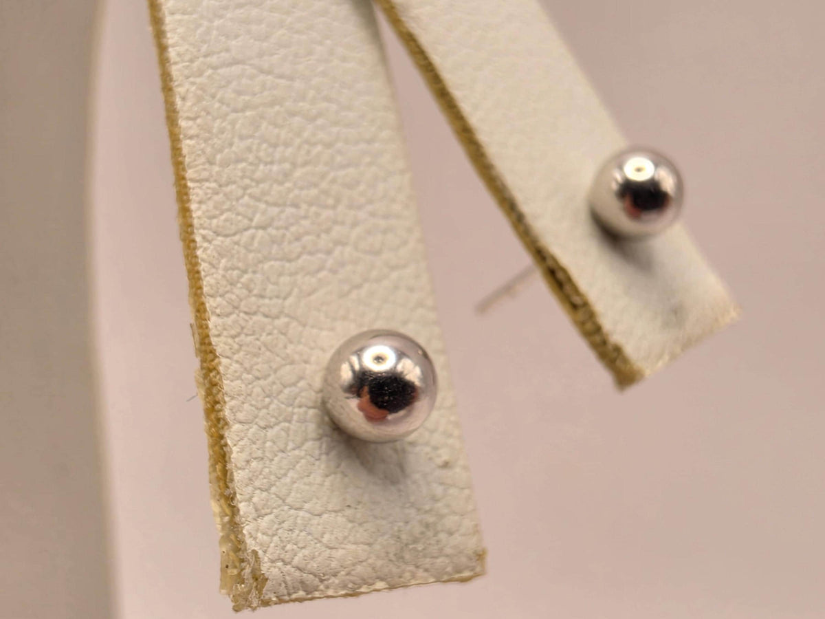 14K White Gold Petite Ball Stud Earrings, 0.125 Inch, 0.6g Minimalist Fine Jewelry