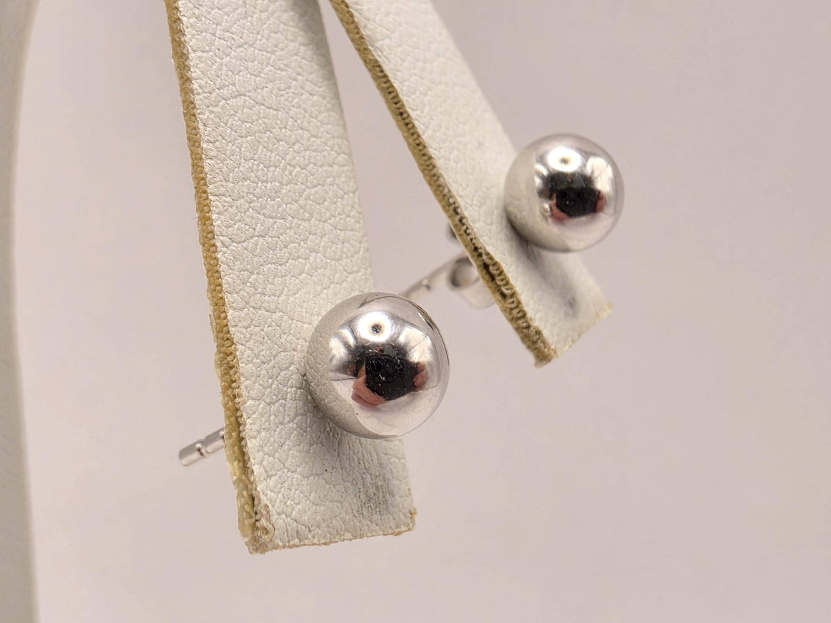 14K White Gold Polished Ball Stud Earrings, 0.25 Inch, 1.2g Classic Fine Jewelry