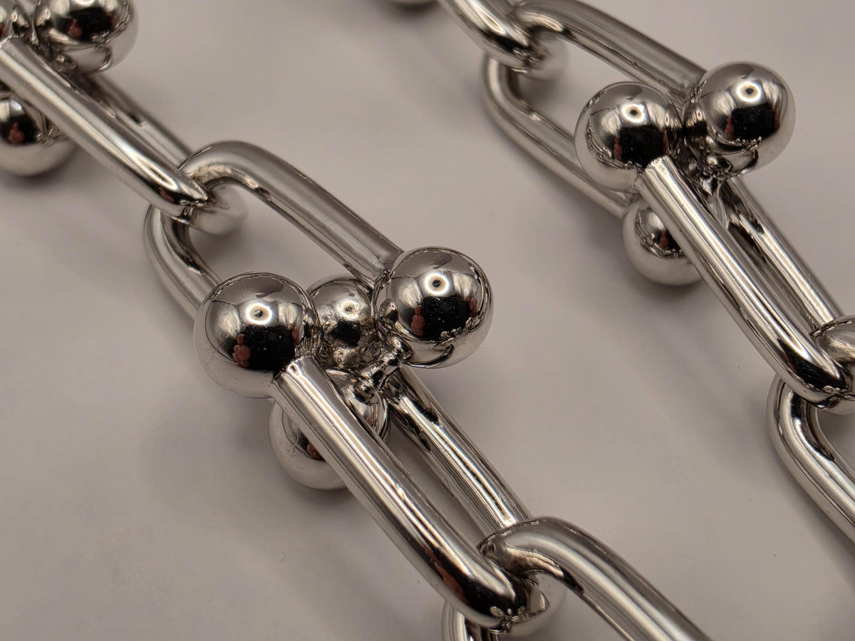 Heavy Sterling Silver Barbell Link Necklace | 20 Inch Statement Chain, 74.5g