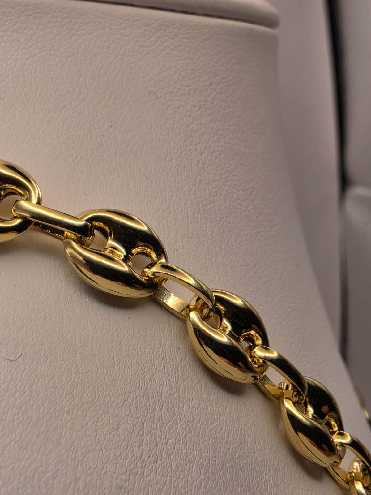 Gold Plated Sterling Silver Puff Mariner Necklace | 22 Inch Coffee Bean Chain