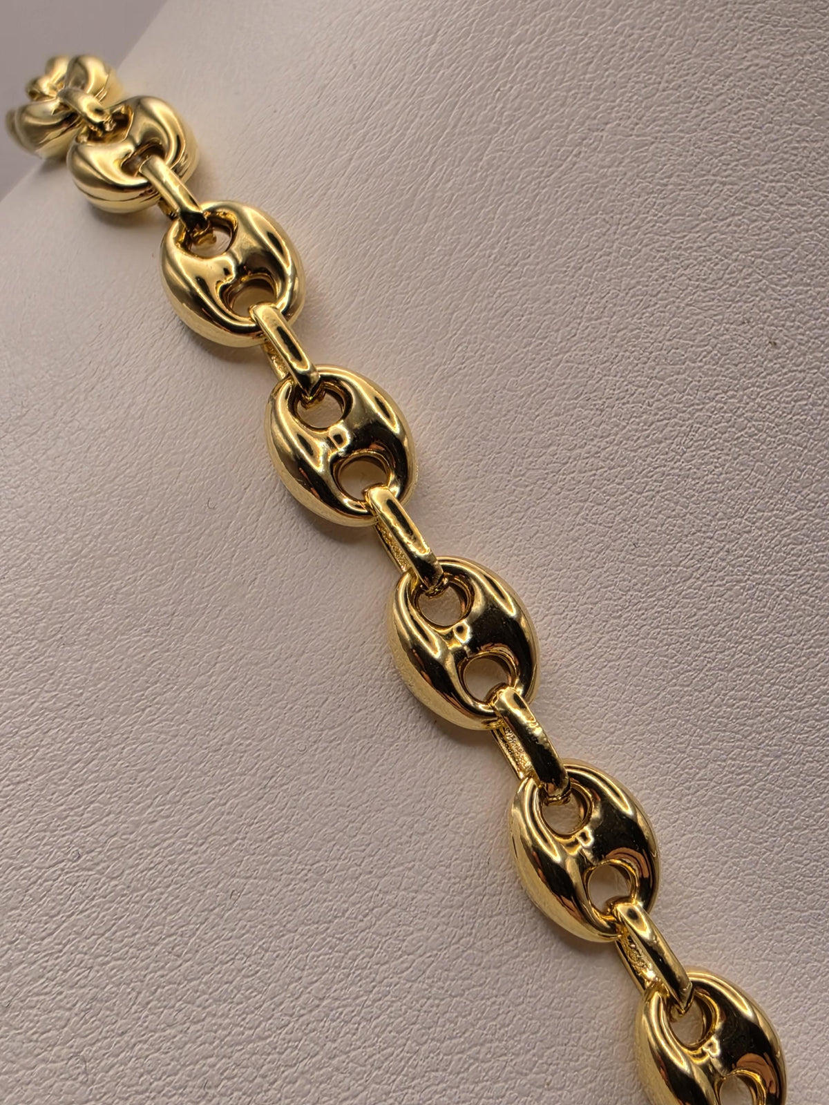 Gold Plated Sterling Silver Puff Mariner Necklace | 22 Inch 8mm Coffee Bean Chain