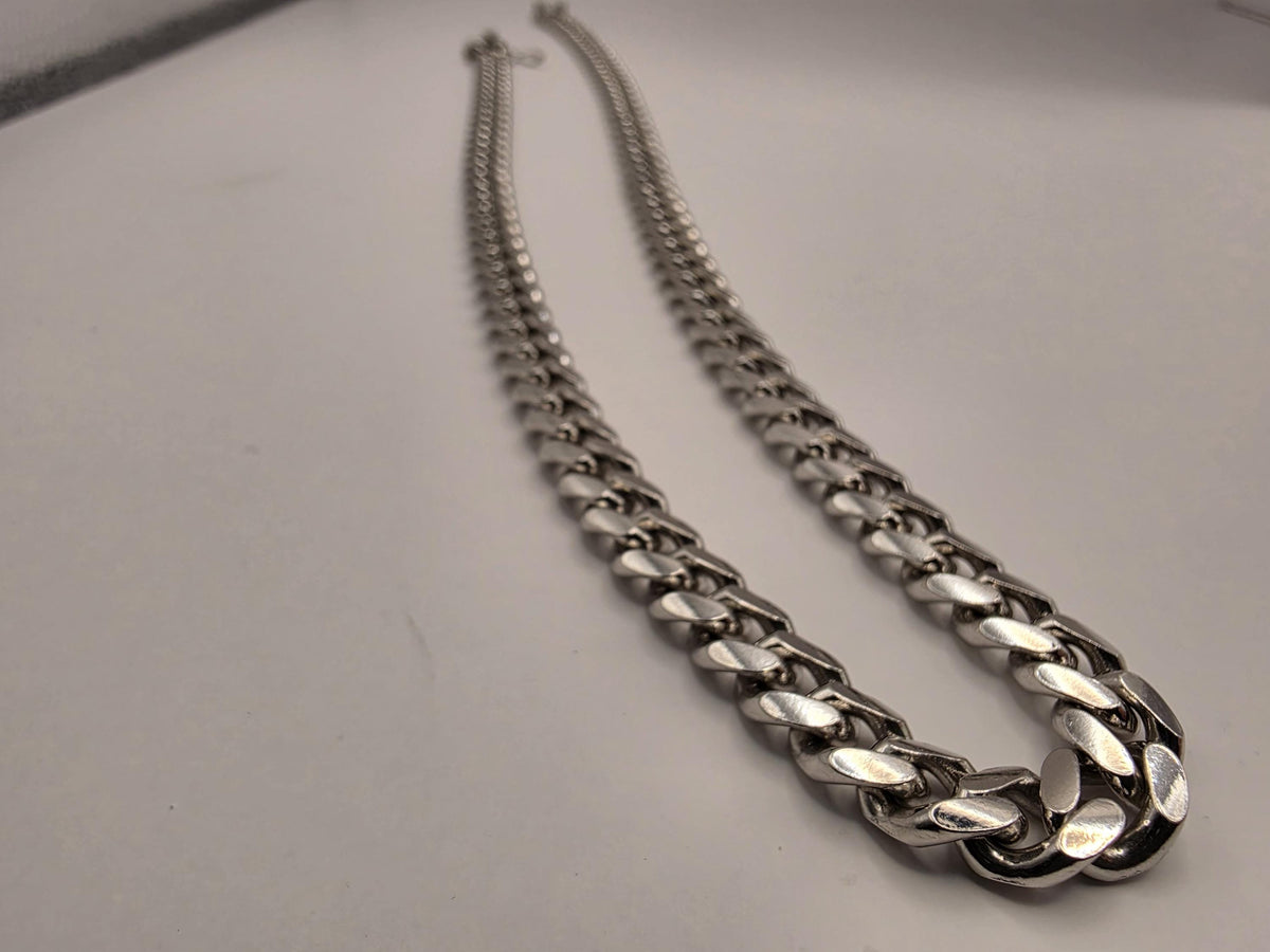 Heavy Sterling Silver Cuban Link Necklace | 22 Inch Curb Chain, 90.2g