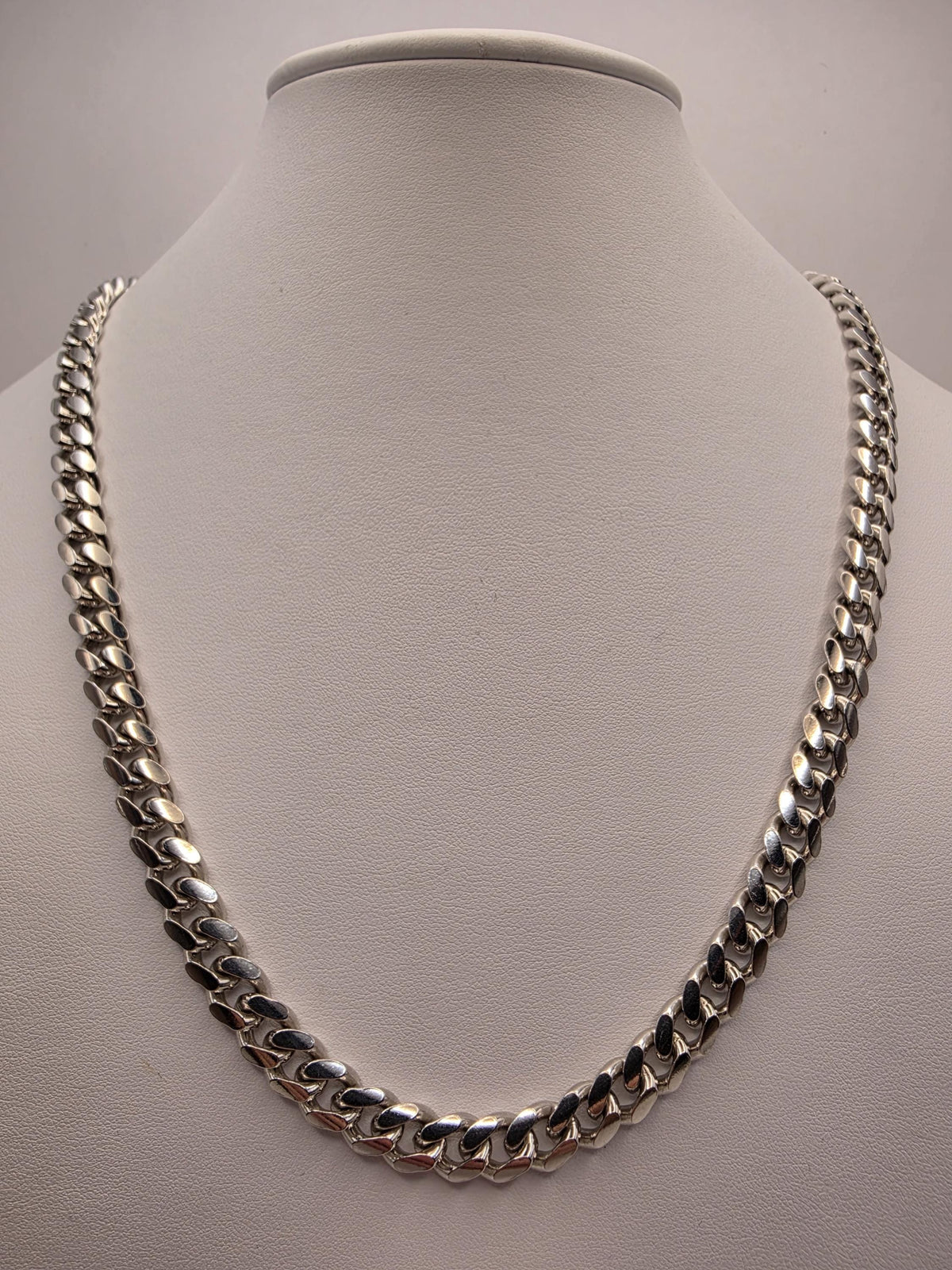 Heavy Sterling Silver Cuban Link Necklace | 22 Inch Curb Chain, 90.2g