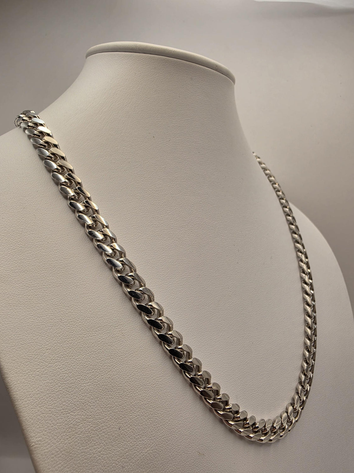 Heavy Sterling Silver Cuban Link Necklace | 22 Inch Curb Chain, 90.2g