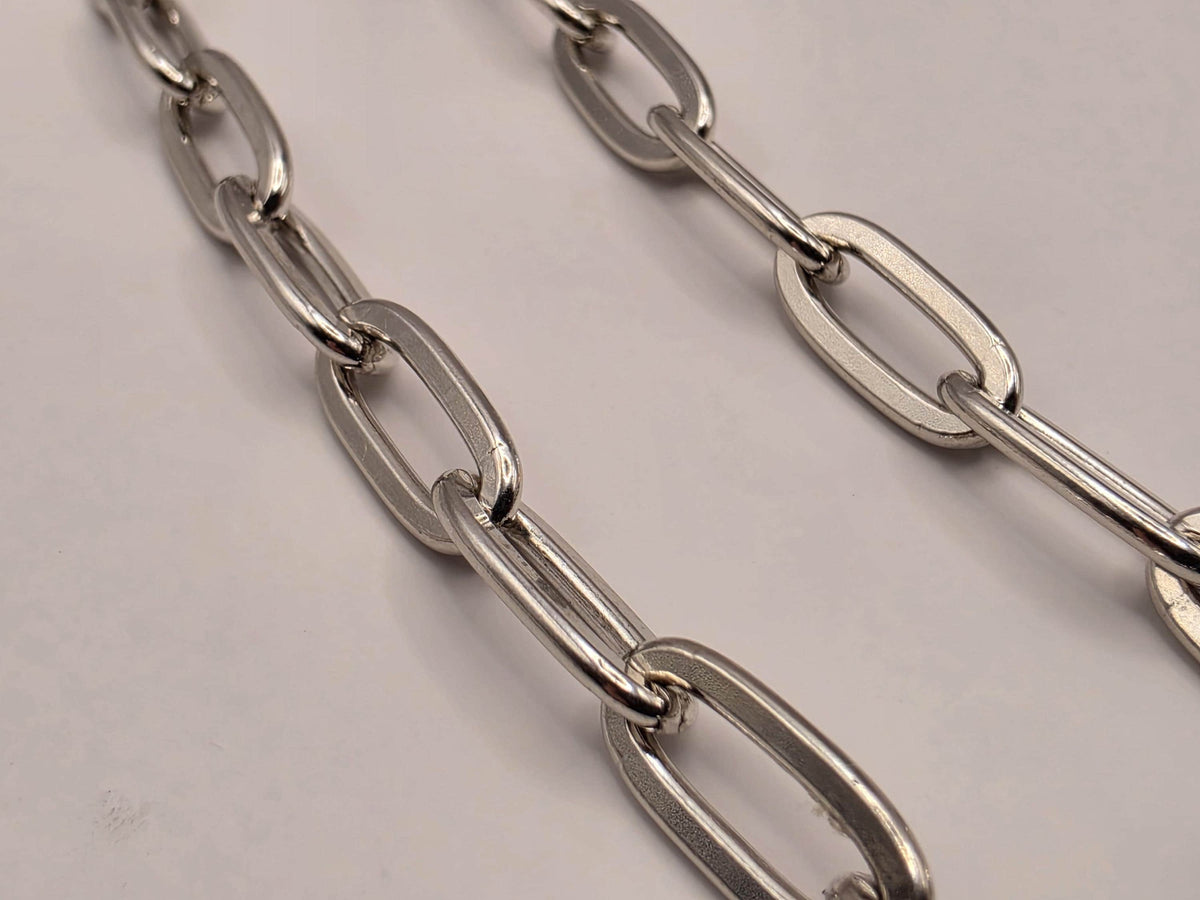 Sterling Silver Elongated Paperclip Necklace | 18 Inch 6mm Link Chain