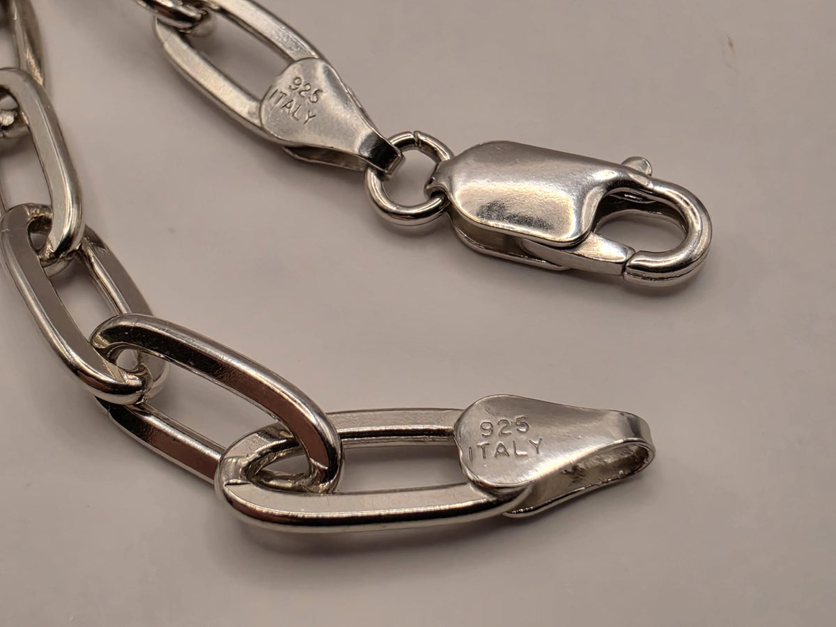 Sterling Silver Elongated Paperclip Necklace | 18 Inch 6mm Link Chain