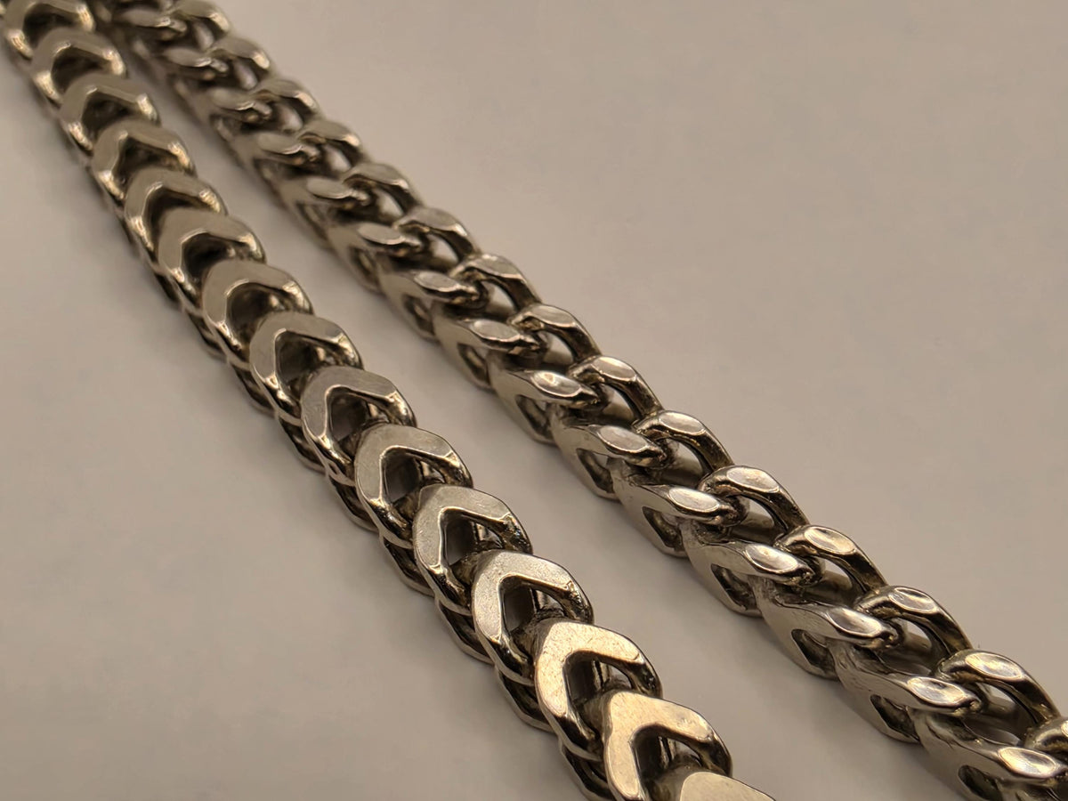 Sterling Silver Franco Chain Necklace | 20 Inch Chevron Woven Link, 9.9g