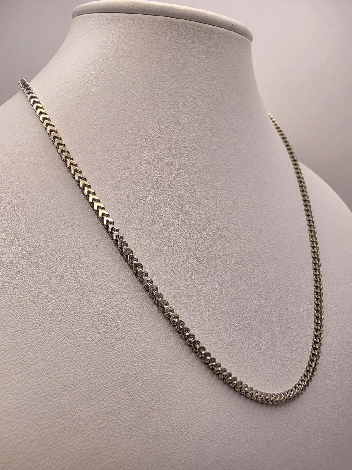 Sterling Silver Franco Chain Necklace | 20 Inch Chevron Woven Link, 9.9g