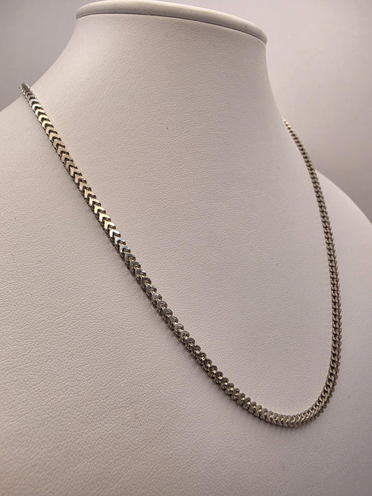 Sterling Silver Franco Chain Necklace | 20 Inch Chevron Woven Link, 9.9g