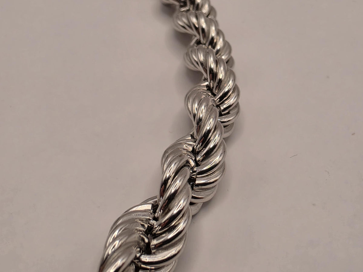 Sterling Silver Rope Bracelet | 9 Inch Heavy Twisted Chain, 19.2g