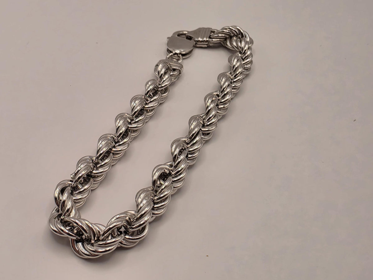 Sterling Silver Rope Bracelet | 9 Inch Heavy Twisted Chain, 19.2g