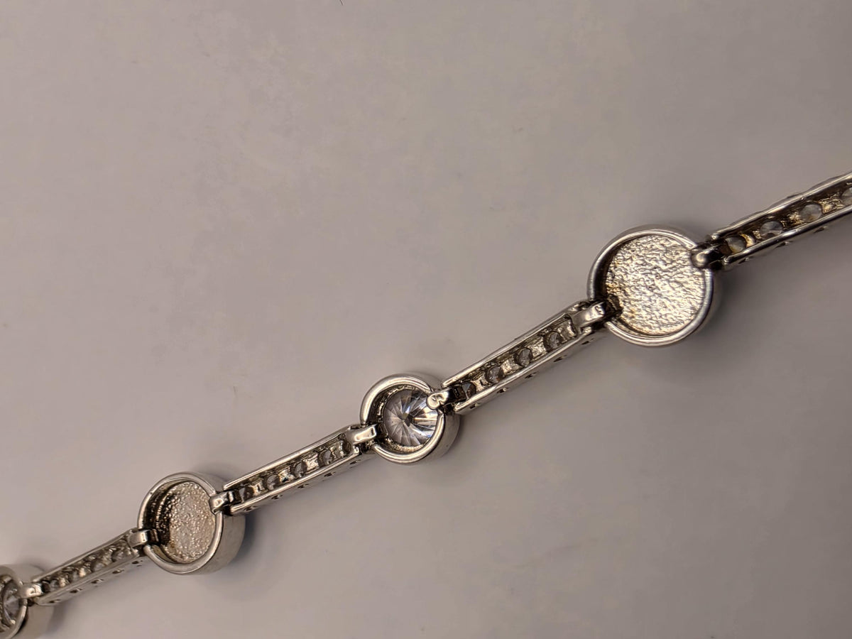 Sterling Silver Blue Evil Eye Bracelet | Clear CZ Tennis Link, 7.5 Inch